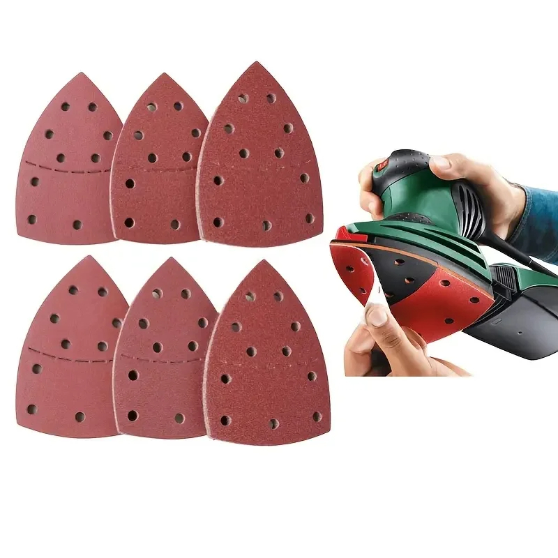10 Uds papel de lija Triangular 11 agujeros 60 80 120 240 grano para trabajo de detalle de lijadora de ratón