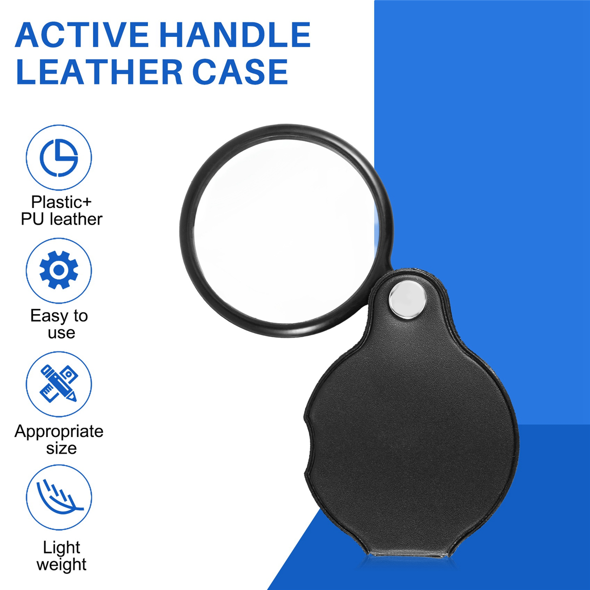 Folding Fold Away Pocket Magnifying Glass Magnifier Lens 3X Magnification Folding Leather Case Magnifying Glass