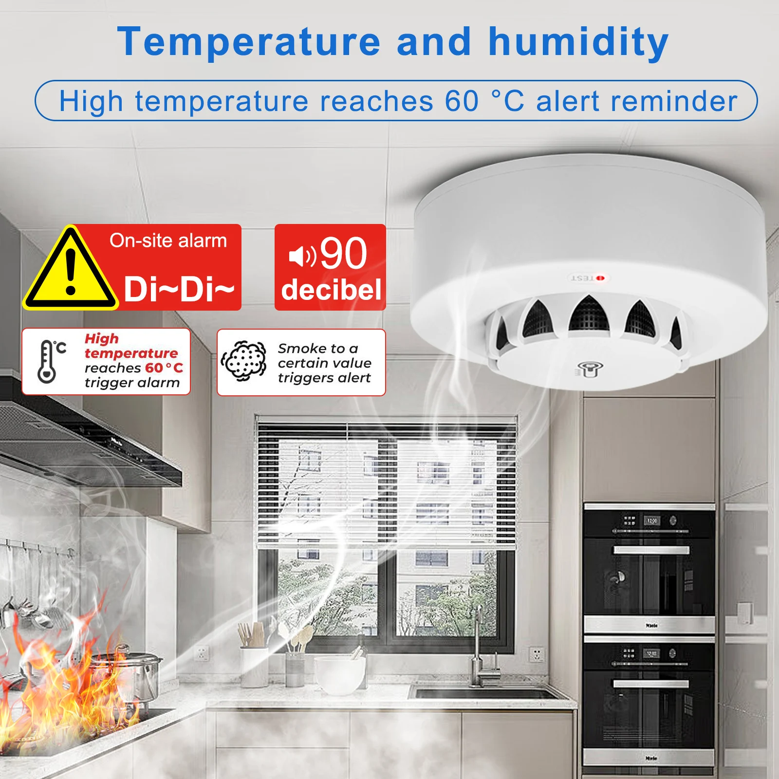 Newly Released Smart Life App - Controlled WiFi Smoke, Temperature & Humidity Sensor Powered by AAA Batteries