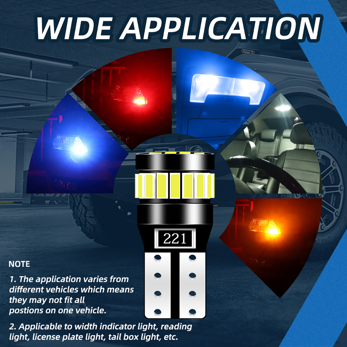 2 lâmpadas led w5w t10 24smd canbus para interior do carro, lâmpada de posição de estacionamento, mapa, cúpula, luzes de leitura