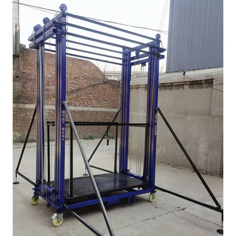 Andaime de alumínio leve com capacidade de 500kg, design telescópico portátil com proteção de segurança para projetos de decoração de interiores