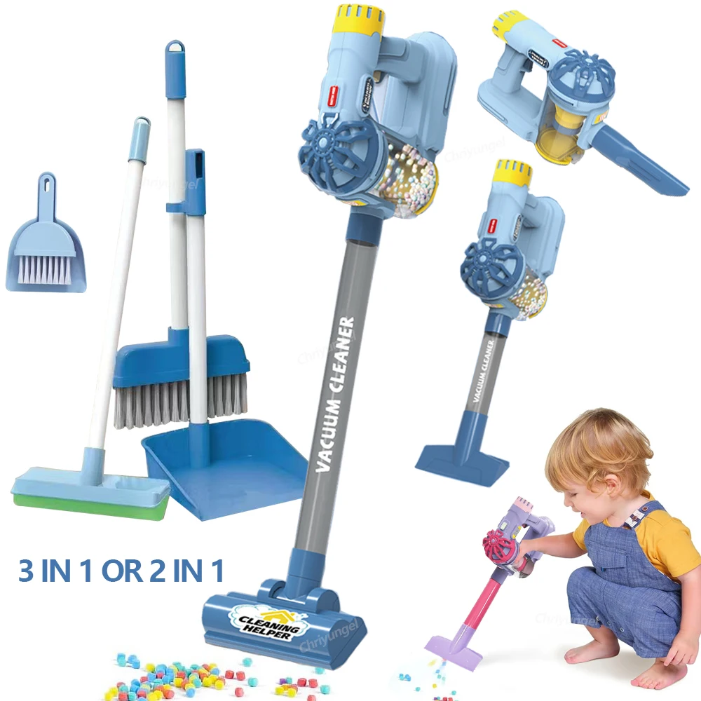 Set di pulizia per aspirapolvere elettrico per simulazione di bambini per i più piccoli Giochi di ruolo per le pulizie Giocattoli educativi Regali per ragazze e ragazzi