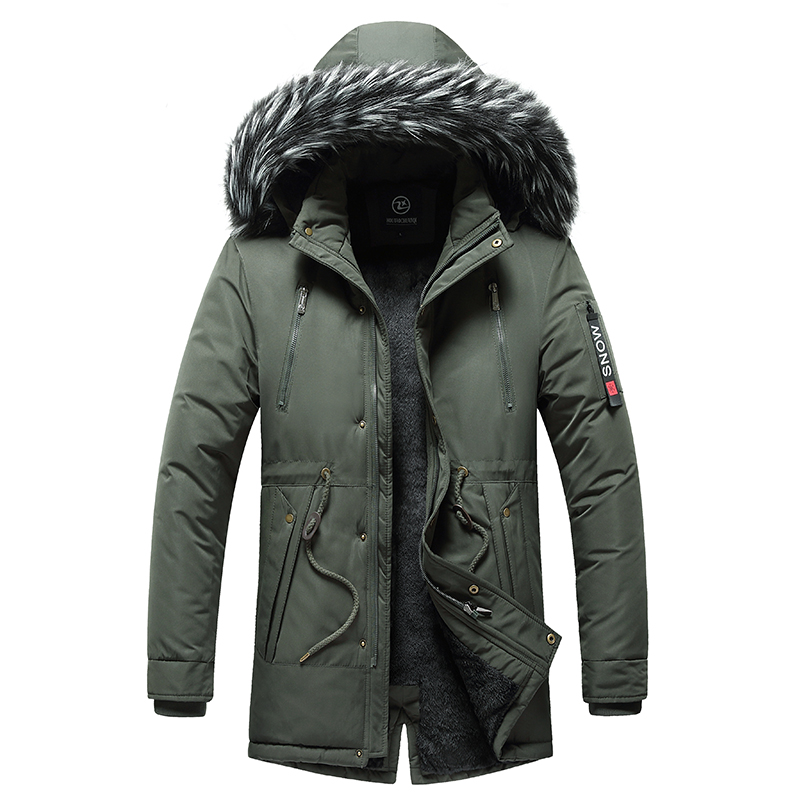Chaqueta cálida de invierno para hombre, Parkas informales de algodón a prueba de viento, abrigo para hombre con Cuello de piel, prendas de vestir gruesas, chaqueta con sombrero desmontable para hombre