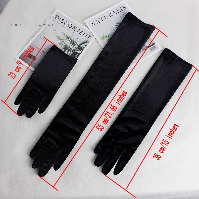 Women's White Satin Wedding Bride Gloves 23 cm 38 cm 55 cn Ball Gloves Elegant Designed for Formal Occasions