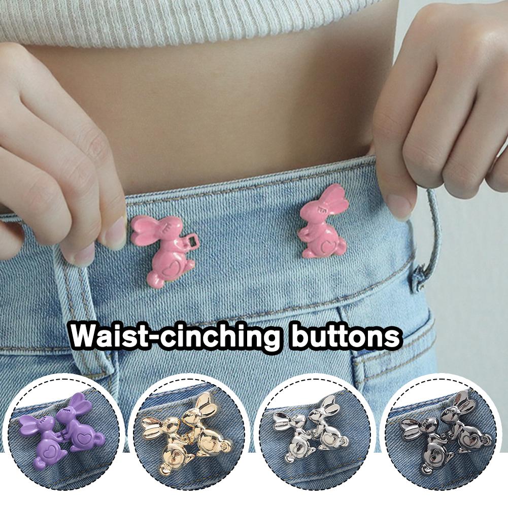 Pantalones vaqueros con hebilla de sujeción de cintura de conejito para mujer, pantalones de fijación de aleación, cinturón sencillo sin clavos, pantalones con botones sueltos, novedad