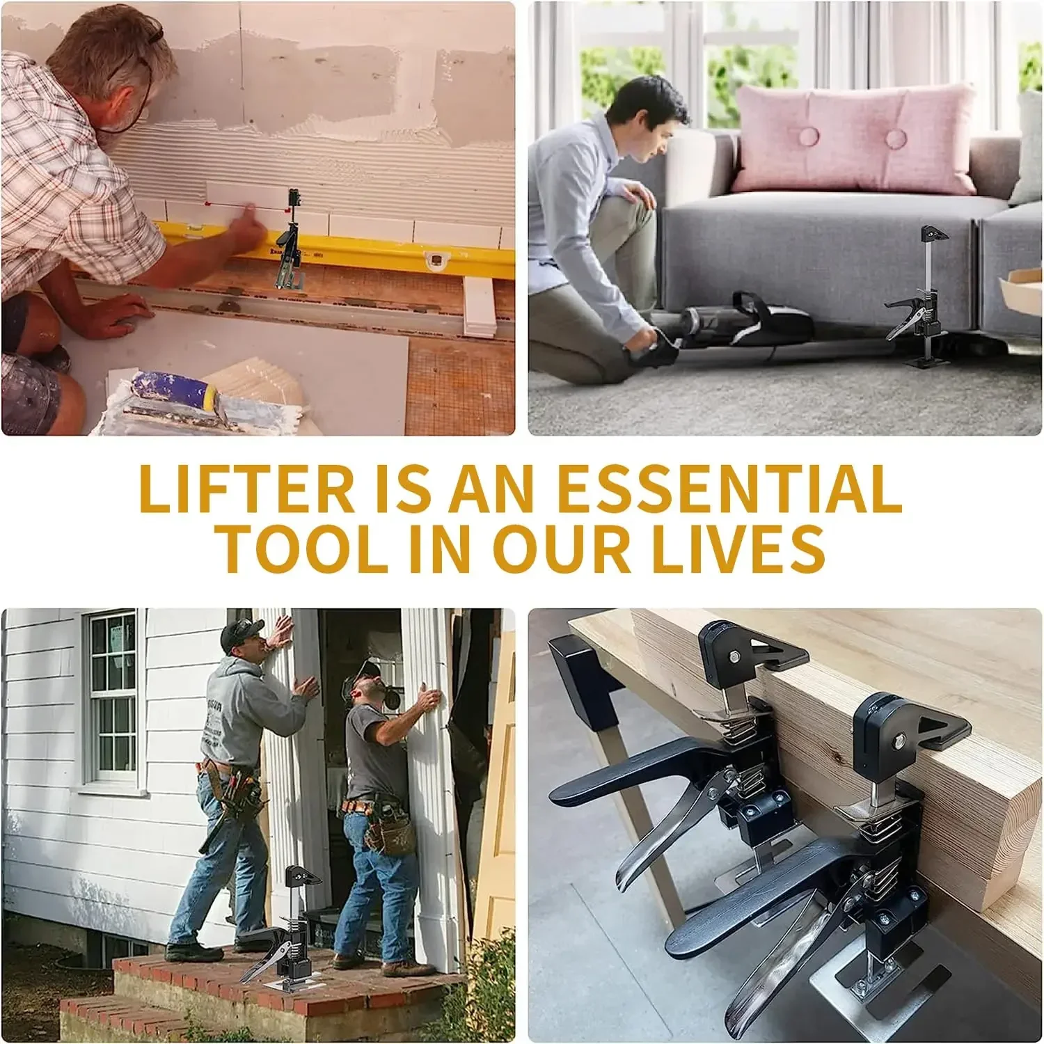 Labor Saving Arm Hand Lifting Jack Tool with Storage Bag 15.55 Inch Furniture Lifter Effort Elevator for Installing Cabinets etc