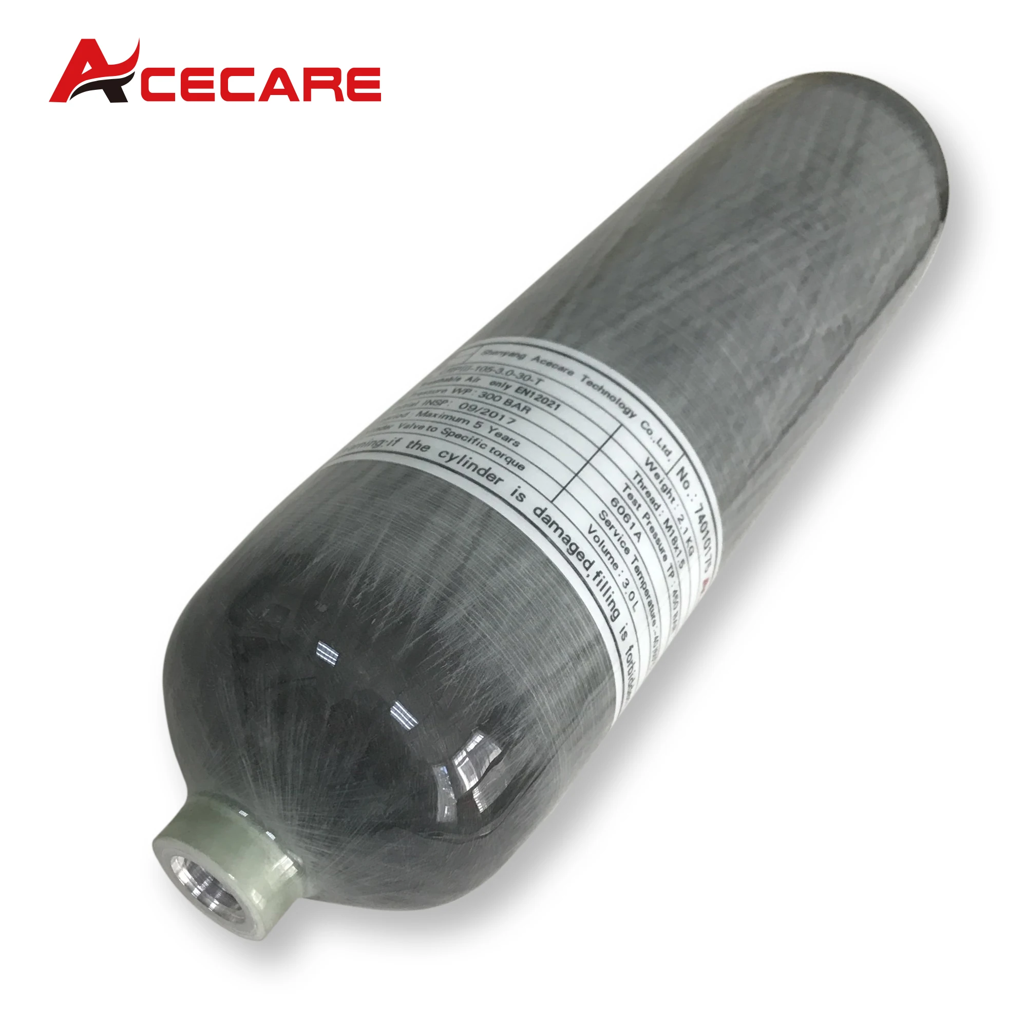 Acecare 4500PSI 300Bar 3L Carbon Fiber Cylinder High Pressure Air Tank HPA Cylinder Scuba Diving Tank Thread M18*1.5