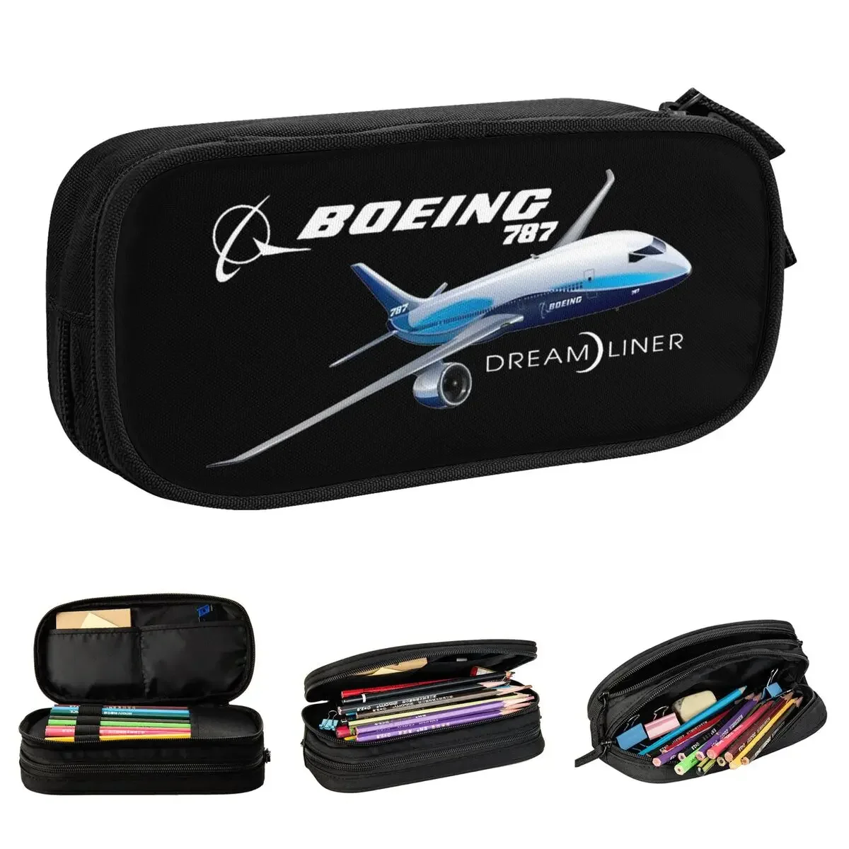 Estojo para Lápis Dreamliner para Meninas e Meninos, Lovely Airplane Pen Bag, grande armazenamento para escritório, estojos cosméticos, Boeing 787