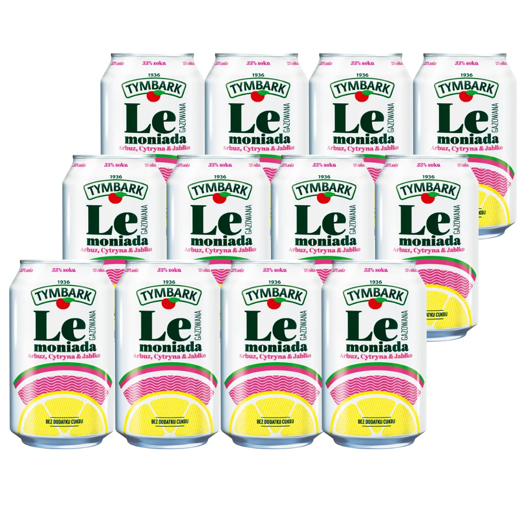 Tymbark Lemoniada gazowana arbuz cytryna & jabłko 330 ml x 12 sztuk