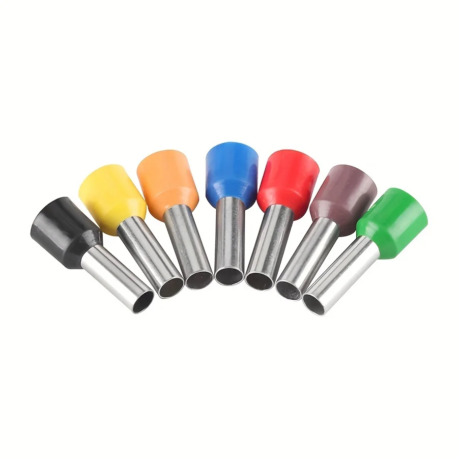 100PCS ไฟฟ้าหลอดเทอร์มินัลชุด VE Tubular Block ปลายสายไฟตัวเชื่อมต่อสายเคเบิลเชื่อมต่อสายไฟ