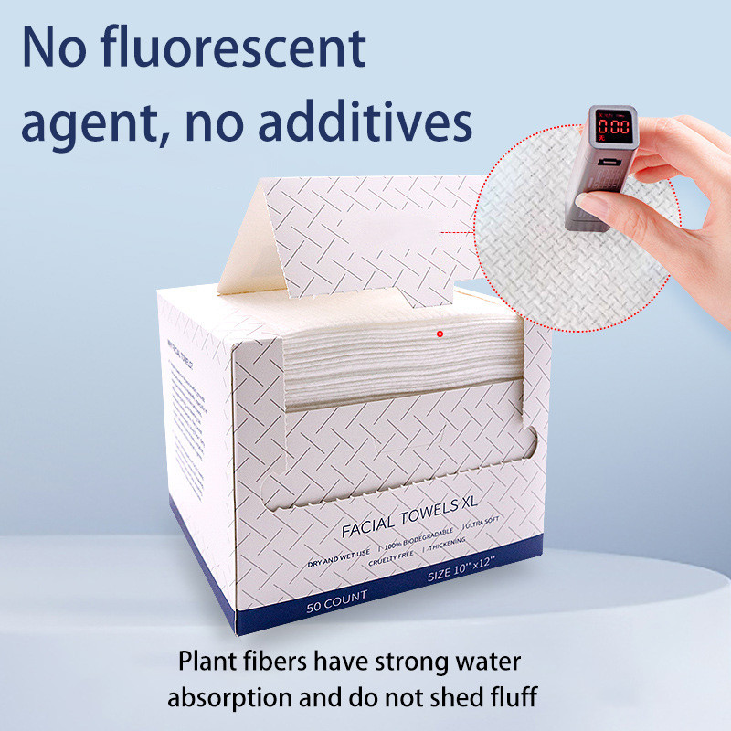 10x12 Inch Clean Towels  ,  Biobased Face Towel, Disposable Face Towelette, Makeup Remover Dry Wipes, Ultra Soft, 50 Ct, 1 Pack