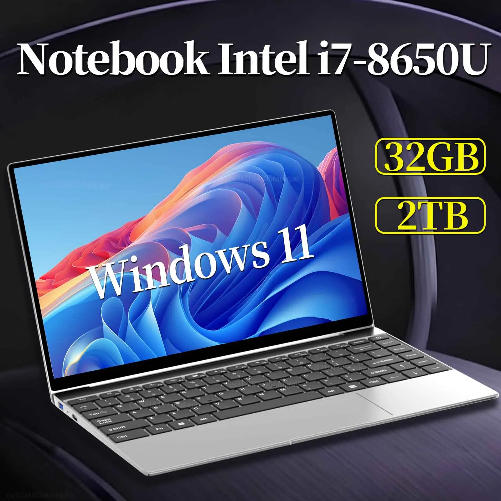 Nowy przenośny laptop 14,1 cala Windows 11 32GB 2TB Komputer do gier PC Intel Core i7 8650U Notebook dla graczy i do biura 1920*1080 HD