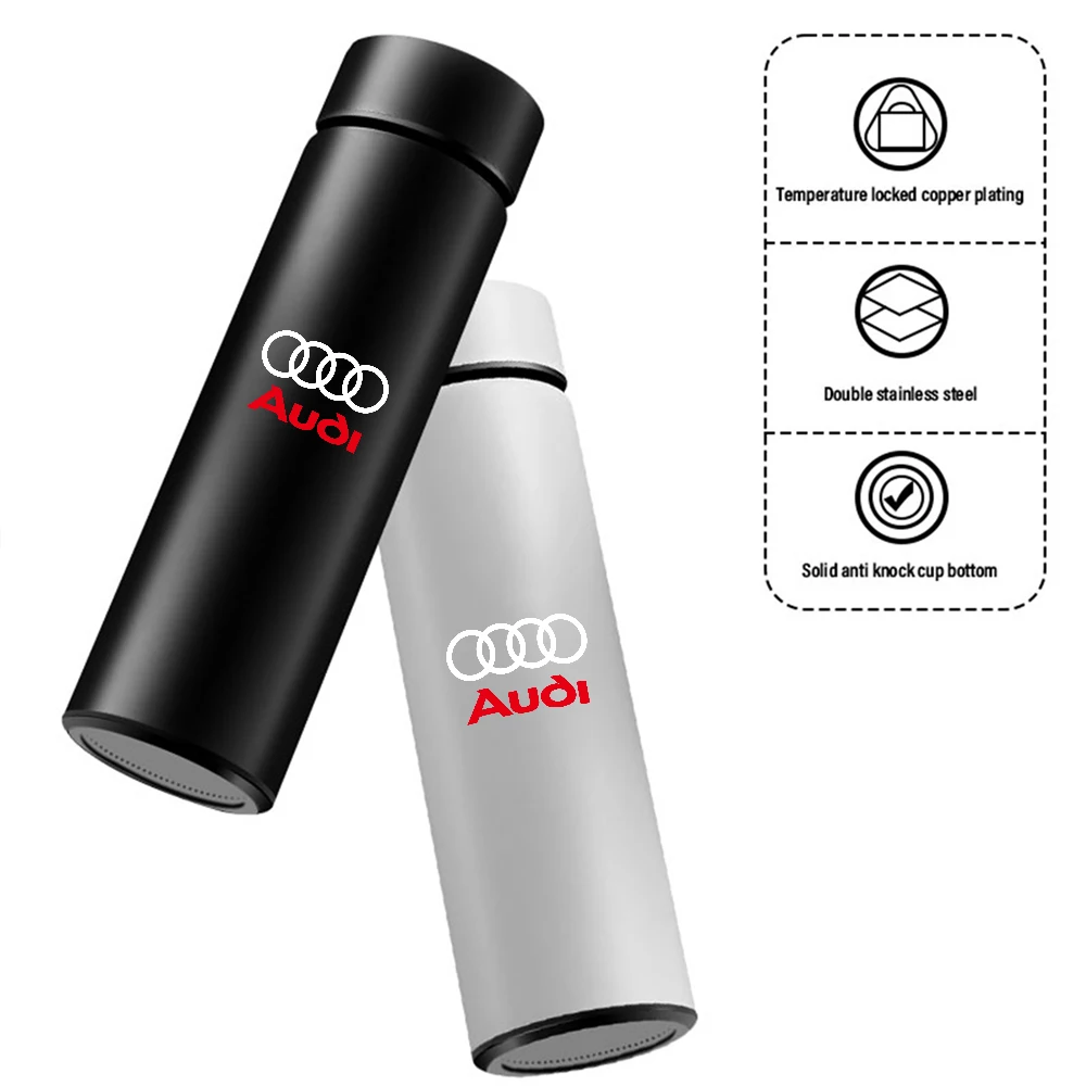 Botella termo inteligente con pantalla de temperatura, taza inteligente con aislamiento al vacío de acero inoxidable 304 para Audi S Line A1 A2, 1 ud.