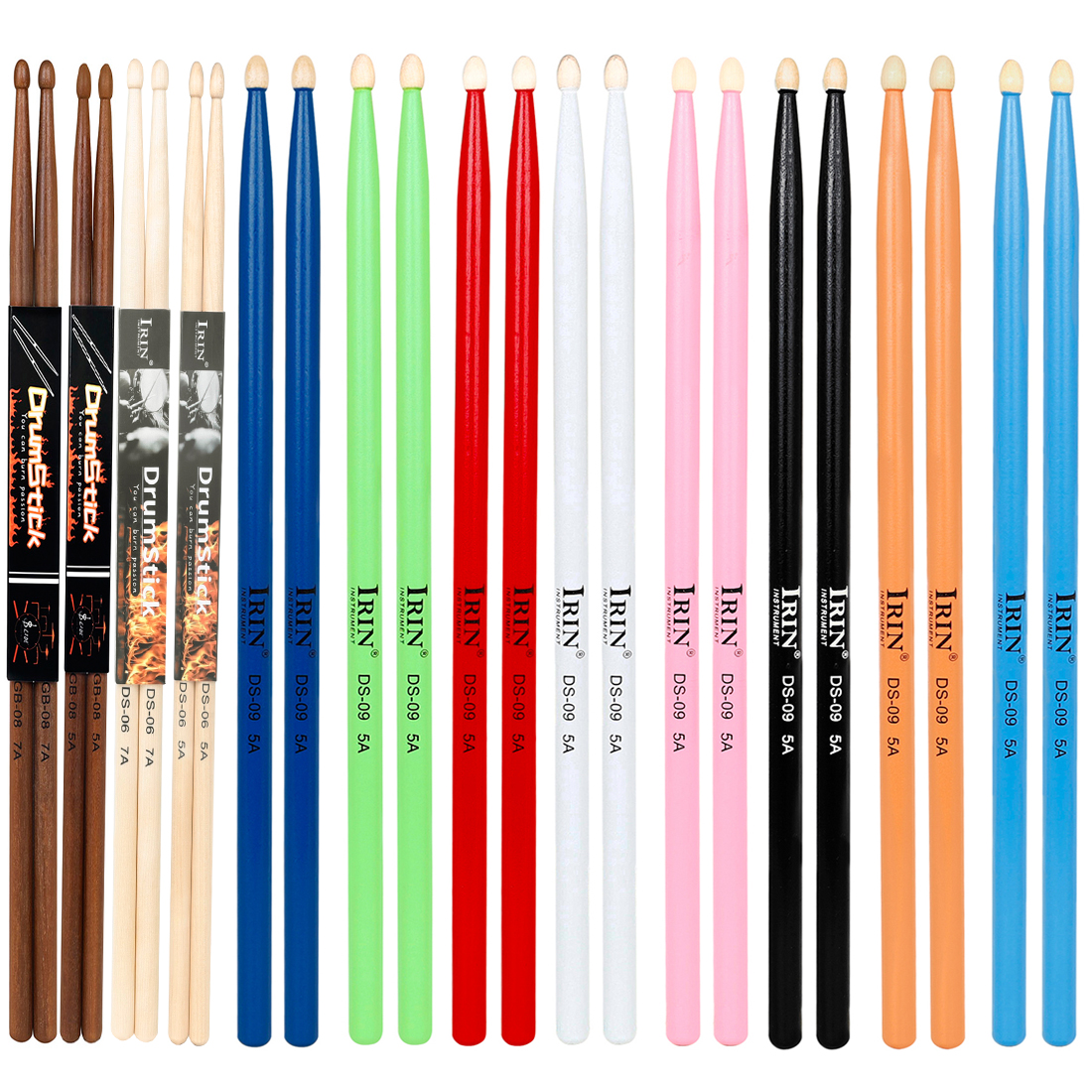 Colorido profissional tambor varas, percussão instrumento, tambor acessórios, 5A, 7A, 1 par