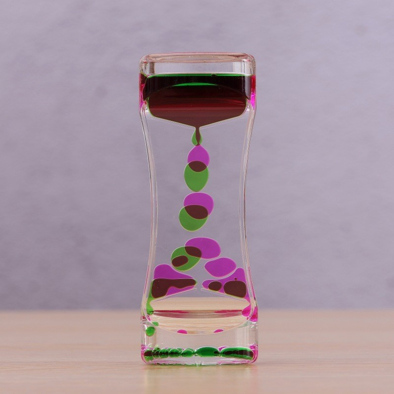 Dynamic Oil Drop Hourglass Timers Mixed Color Liquid Sandy Clock Stress Reduction Dazzling Acrylic Creative Gift Sandglass Timer