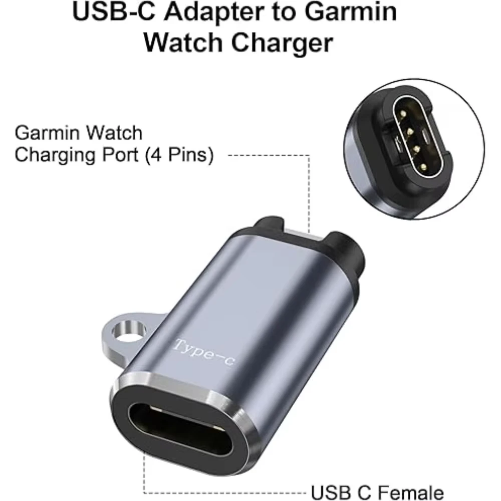 Typ-C-Uhren-Ladekonverter für Garmin Fenix 8 7 7S 7X 6 E Pro Solar Instinct, Venu 3S 2 SQ Epix/Tactix auf 4-Pin-Ladegerät