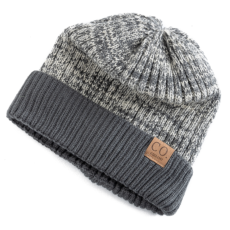 Nieuwe unisex tweekleurige winterhoeden Voeg bont gevoerde mannen en vrouwen toe Mode Warme muts Casual winter gebreide mutsen