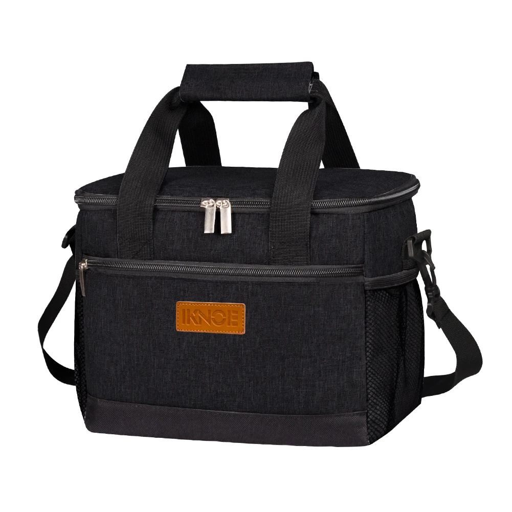 Fiambrera con aislamiento negro, bolsa aislante de hielo para estudiantes, cena portátil, Picnic, comida de mano con bolso de almacenamiento, 1 Uds.