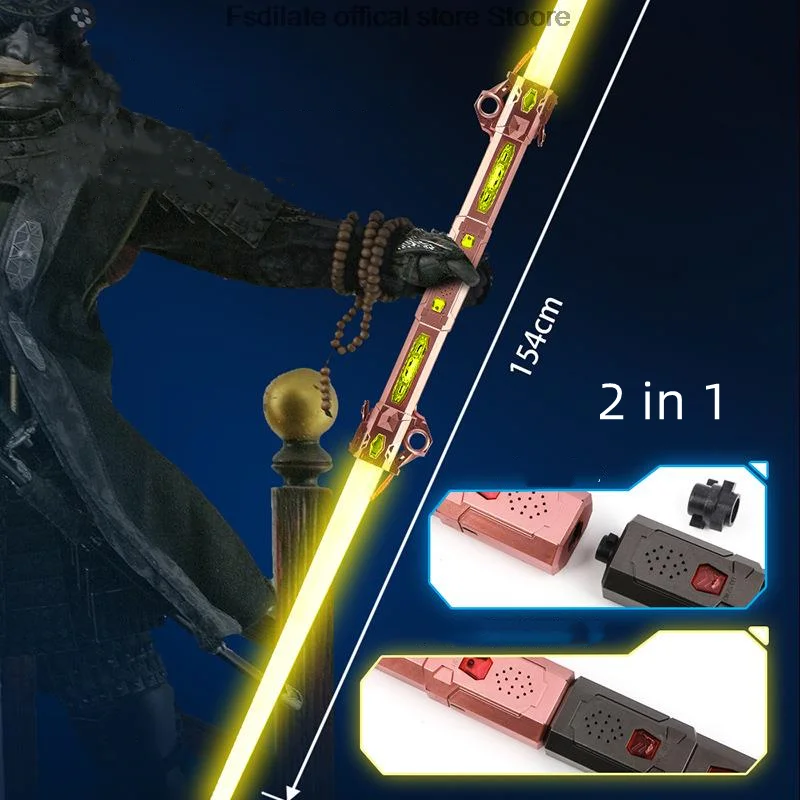 Sabre de luz brinquedo infantil espada laser estrela 2 em 1 flash vara fluorescente cabelo sabre de luz brinquedo das crianças espada luz rgb