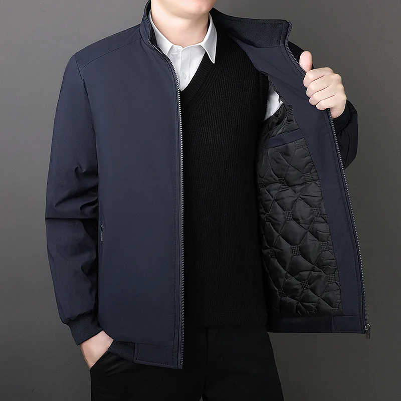 Chaqueta de invierno de marca para hombre, abrigos gruesos de felpa de Color sólido de otoño 2025, prendas de vestir cálidas con cuello levantado de talla grande para hombre, ropa 6Xl 8Xl