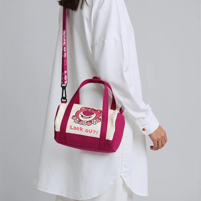 Borsa a tracolla in tela Stitch per donna Borsa a tracolla casual con orso fragola dei cartoni animati Pendolarismo quotidiano