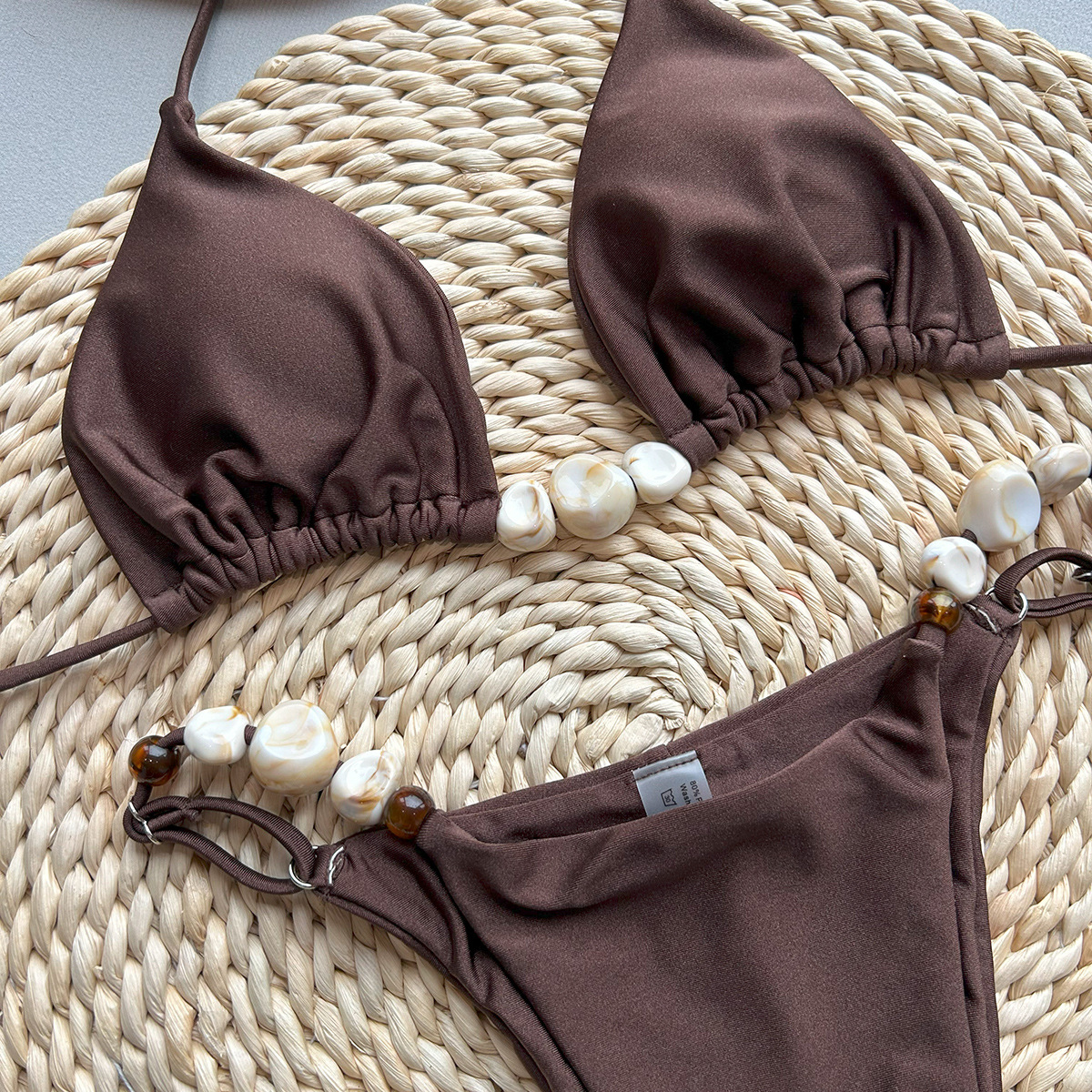 2025 Nieuwe bikini, sexy bikini, effen kleur, split damesbadpak