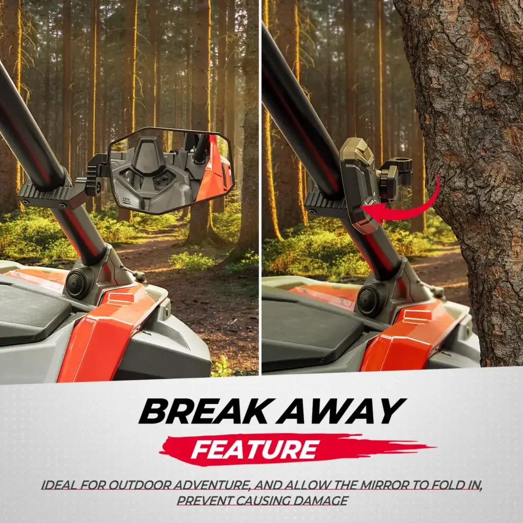 KEMIMOTO UTV 1,65" - 2" Espejos laterales universales compatibles con Polaris RZR XP/XP 4 1000 Turbo RZR PRO XP para Can-am para CF Moto