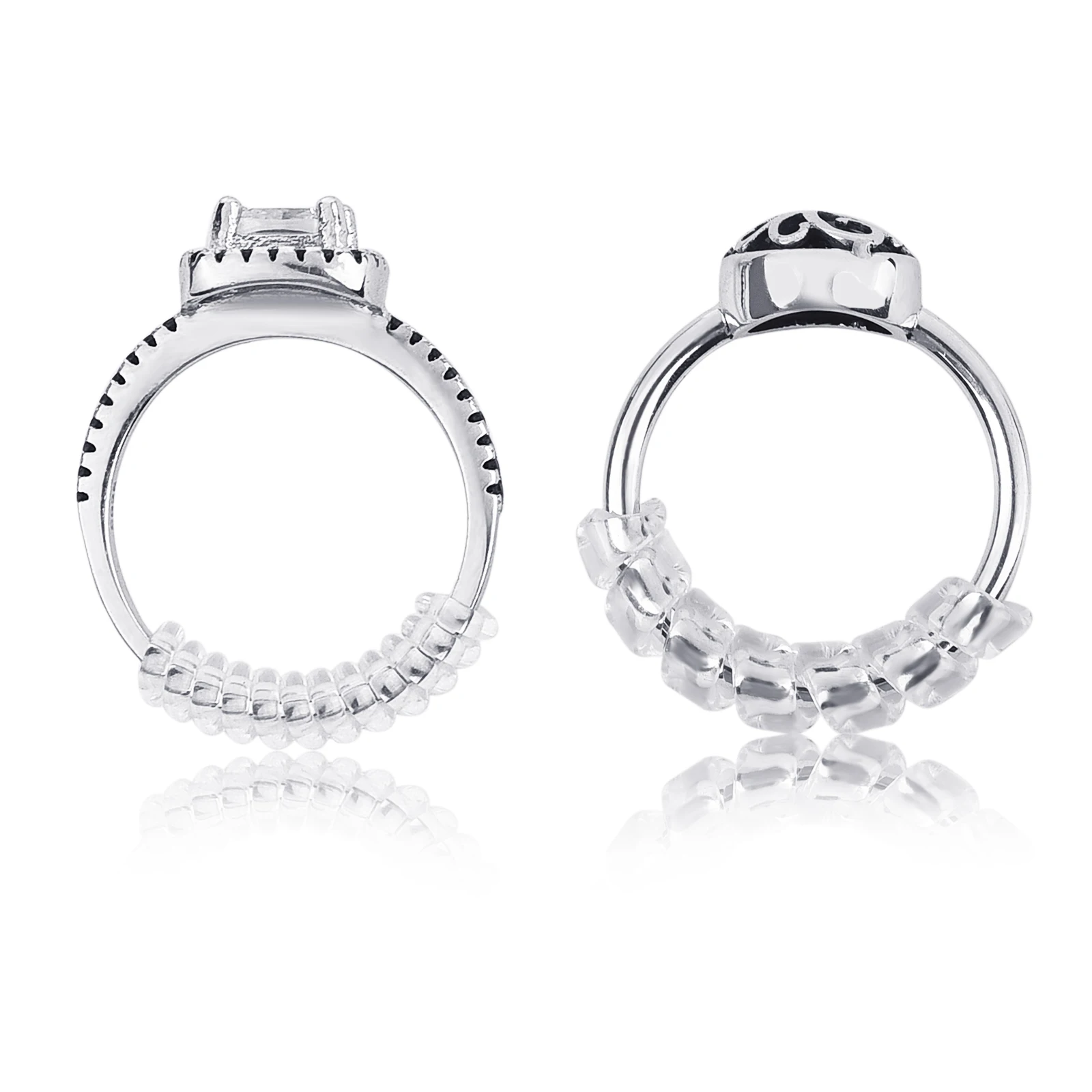 Herramientas de joyería, ajustador de tamaño de anillo a base de espiral, 4 unids/set, ajustador de anillo, tensor transparente Invisible, herramienta de redimensionado, protector de joyería