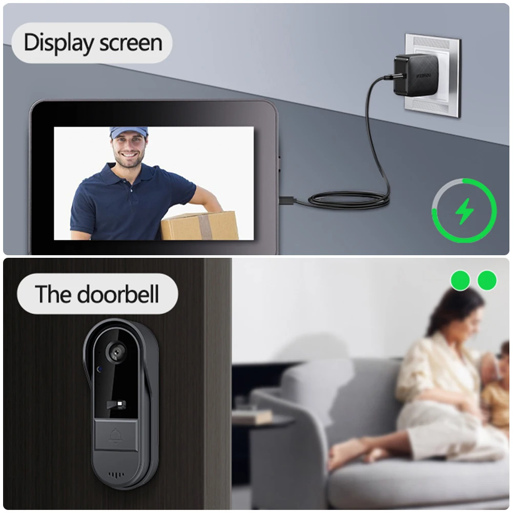 Smart Home 2.4G WiFi Wireless Visual Doorbell Video Intercom 4.2Inch Door Bell Video Intercom Door Camera IR Night Vision