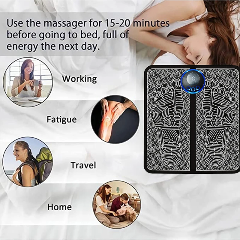 Almofada massageadora elétrica para pés, massagem muscular, treinador de relaxamento para massagem, fitness, esporte ao ar livre, casa, família, relaxamento