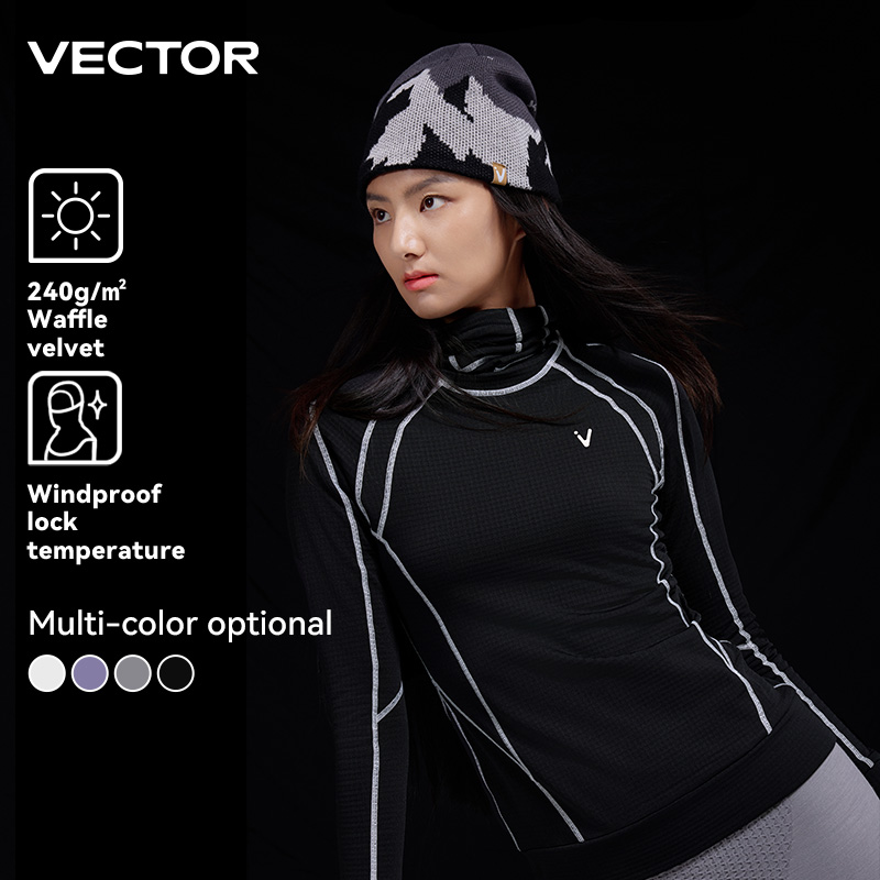 Vector novo estilo com capuz camada média velo roupa interior térmica com capuz máscara dupla placa de esqui masculino e feminino ultra macio inverno rápido