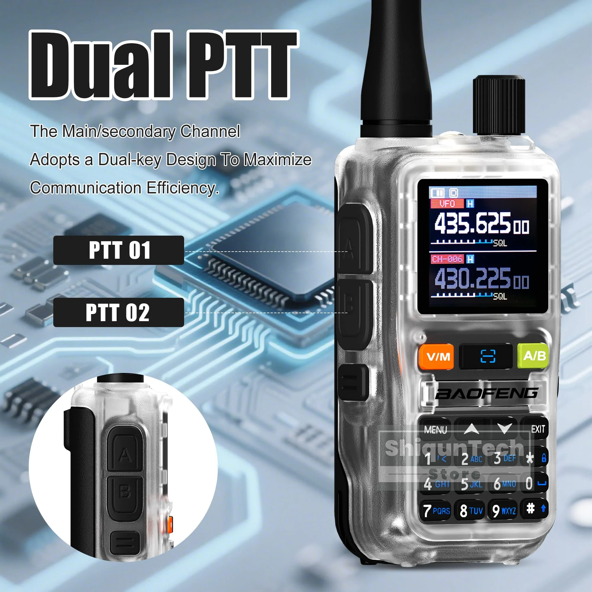 Baofeng UV 5R Mini Walkie Talkie banda de aire UHF/VHF reloj Dual PTT Bluetooth programación tipo C Camping Ham Radio actualización 5R