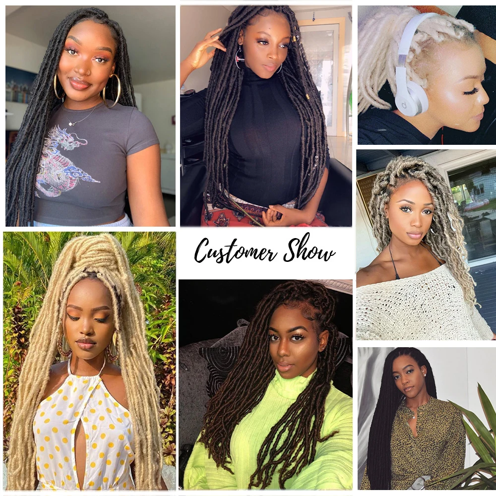 ถักโครเชต์ต่อผมเปีย Dreadlocks Ombre สีน้ำตาล X-TRESS ตรงนุ่ม Faux Locs Braids ผมสำหรับผู้หญิง