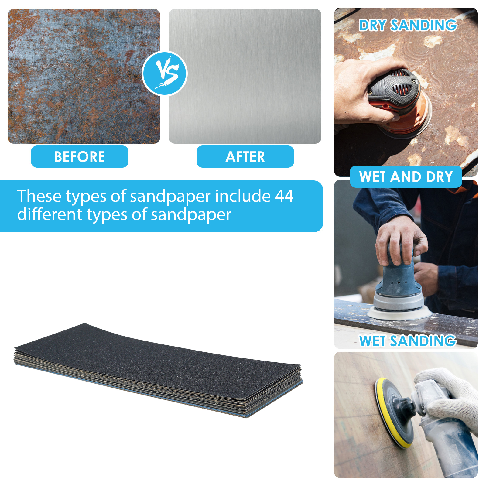 44/88PCS Extra Fine Sand Paper 120-20000 Assorted Grit Sandpaper Set Water/Dry Sanding Paper Sand Paper Abrasive Tools