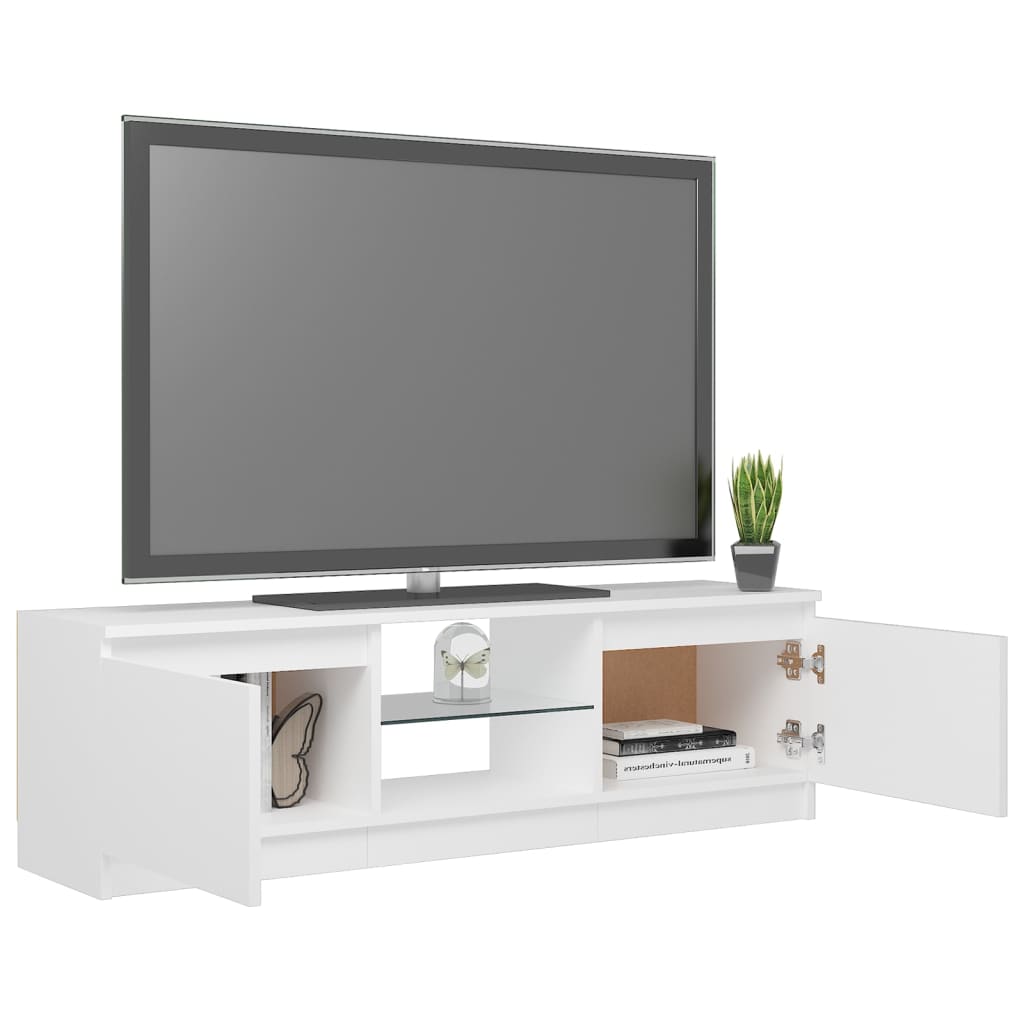 Móvel TV com luzes LED Branco 120x30x35,5 cm