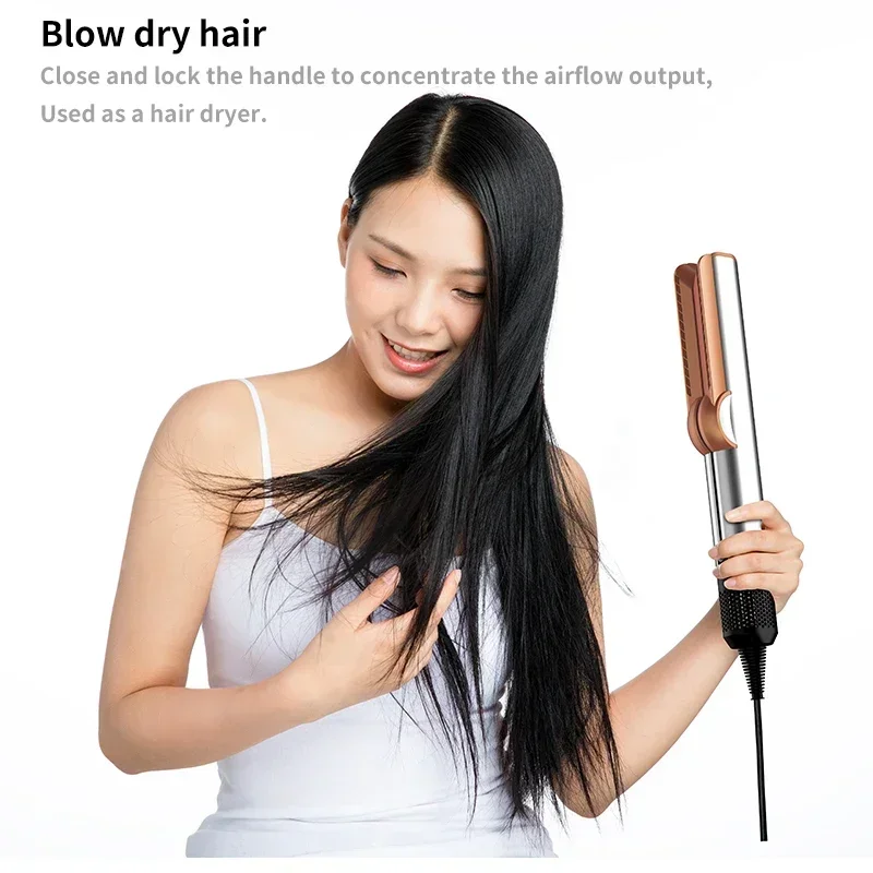 2-IN-1 professionele stijltang en föhn Heat-Up haar stijltang, negatieve ionen ijzer langdurige styling tool