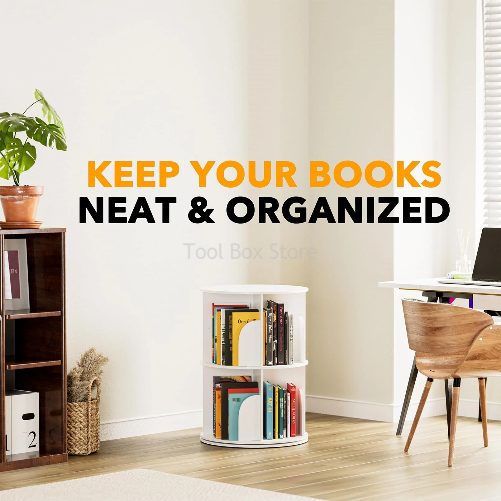 360 Degree Rotating Bookshelf Storage Shelf Children Book Shelf Multi-layer Book Cabinet Storage Rack Household Corner Bookcase