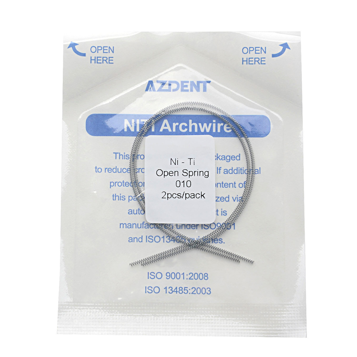 2 unids/pack AZDENT Dental ortodoncia resorte abierto Niti resorte helicoidal elástico 0,010/0,012*180mm