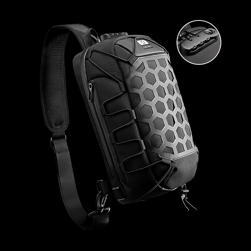 OZUKO, bolsos cruzados antirrobo para hombre, mochila de pecho con carga USB impermeable para hombre, bandolera de viaje corto, bolso de hombro para el pecho