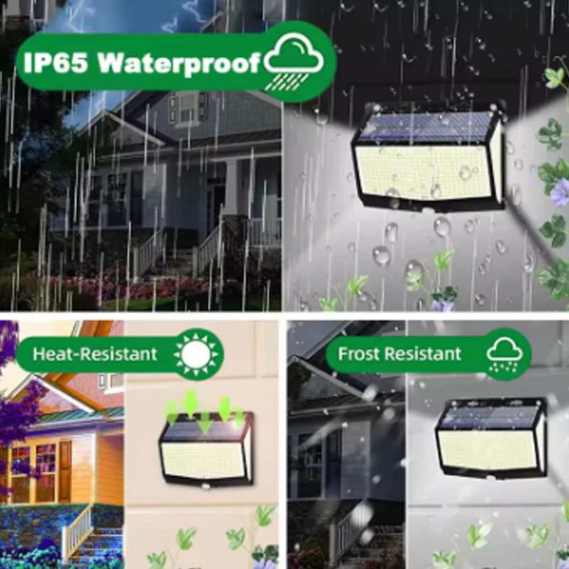 Nuevas luces solares LED 468 integradas para garaje exterior con sensor de movimiento atardecer al amanecer IP65 impermeable, 120 °   Ángulo de iluminación