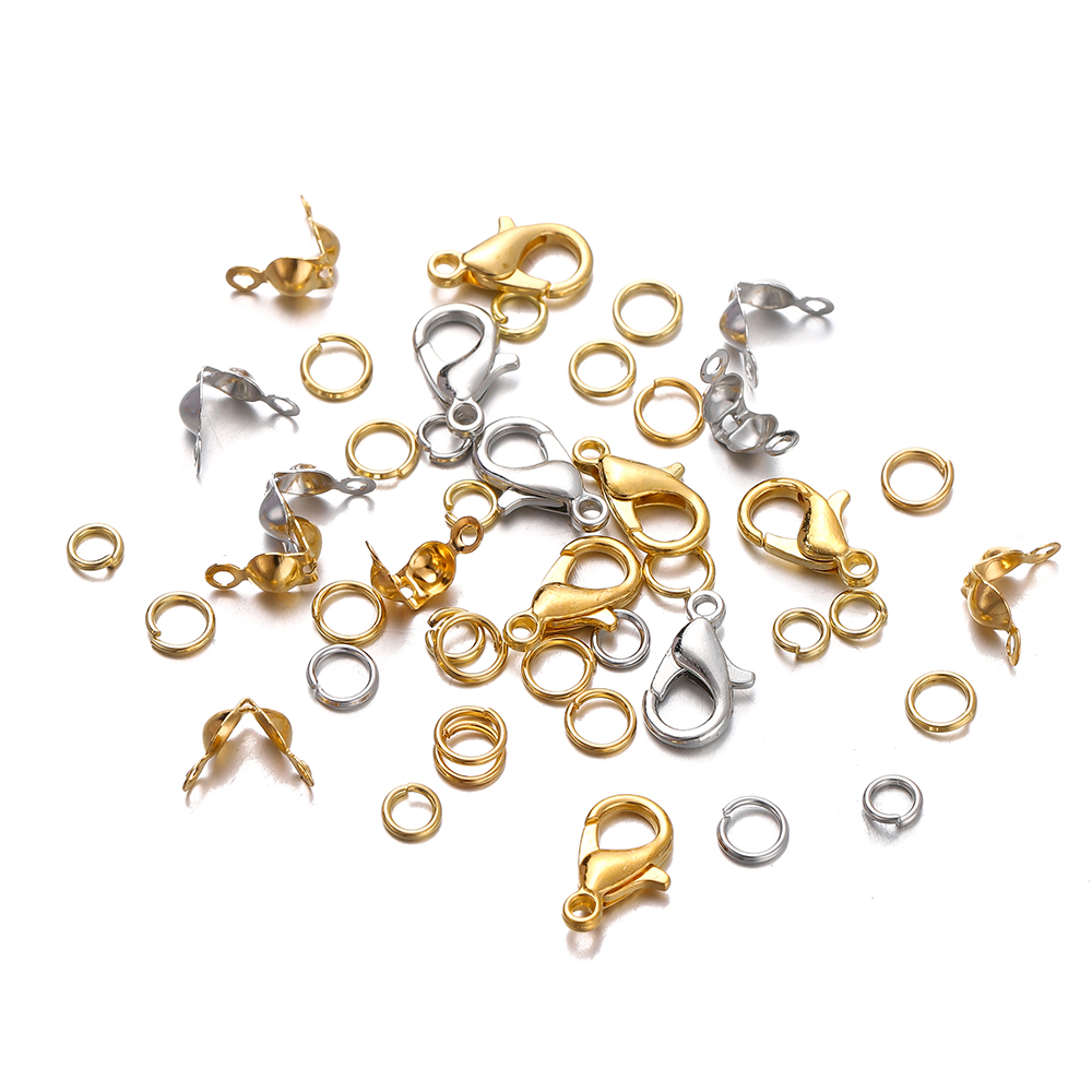 210-400 teile/schachtel Schmuck Machen Kits Karabinerverschluss Offene Biegeringe End Crimps Perlen Box Handgemachte DIY Armband Halskette Erkenntnisse