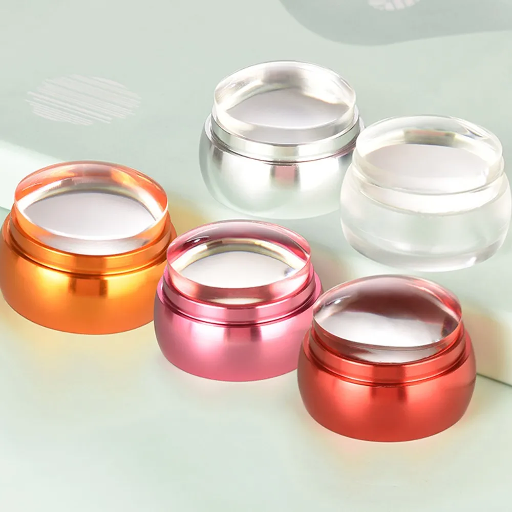 Jelly Silicone Nail Stamper Scraper With Cap Set Nail Templates Stamp For Stamping Polish Printing Manicure Nail Art Stamp Tool