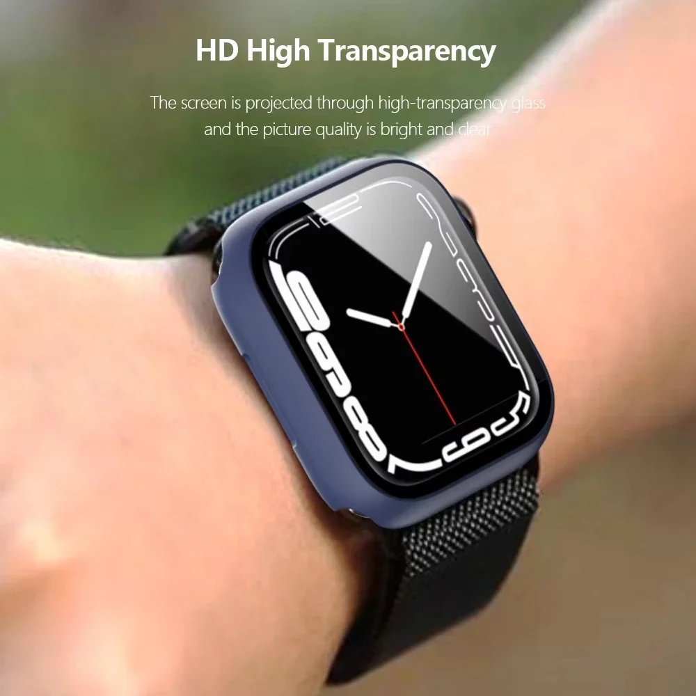 Apple Watch用ガラスとケース,スクリーンプロテクター,バンパー,PCカバー,iwatchアクセサリー,シリーズ3,4,5,se,6,7,8,9,45mm 41mm、44mm、40mm