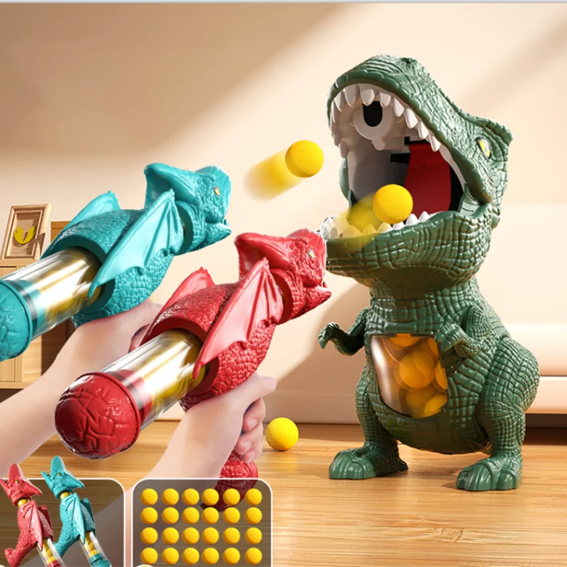 ไดโนเสาร์ยิง Tyrannosaurus Rex Ball Bullet ปืนเด็ก Interactive ปริศนาของเล่นสําหรับเด็ก