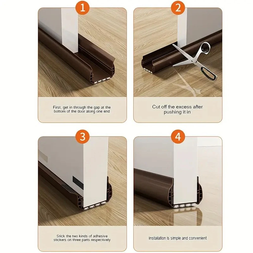 1PC PVC Door Bottom Weatherstrip Seal Dust and Noise Insulation Seal Strip Tape Self-adhesive Door Draft Stopper Insulator Strip