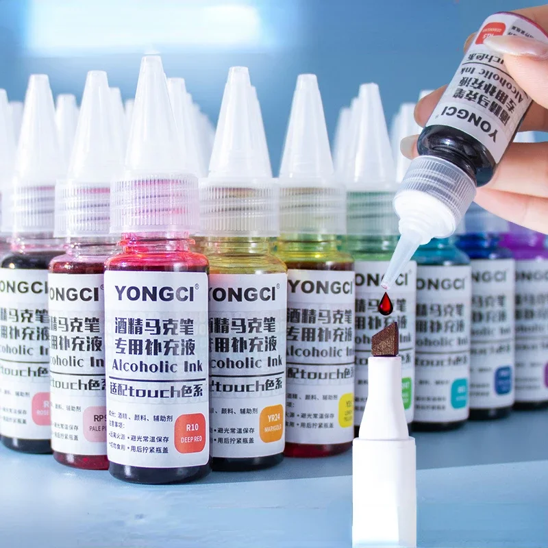 56 Màu 20ML Rượu Bút Nạp Mực In Cảm Ứng Đa Năng Ly Đá Bảo Vệ Môi Trường Nghệ Thuật Tranh Văn Phòng Phẩm Phụ Kiện