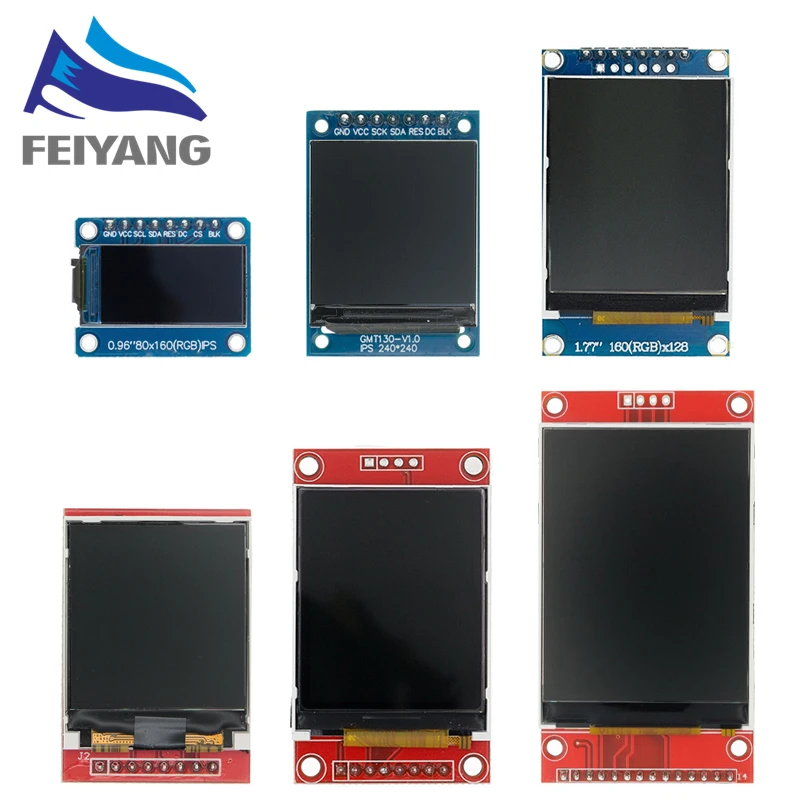 SAMIROB Display TFT 0.96 / 1.3 1.44 1.77 1.8 2.0 2.4 pollici IPS 7P SPI HD 65K Modulo LCD a colori ST7735 Drive IC per Arduino