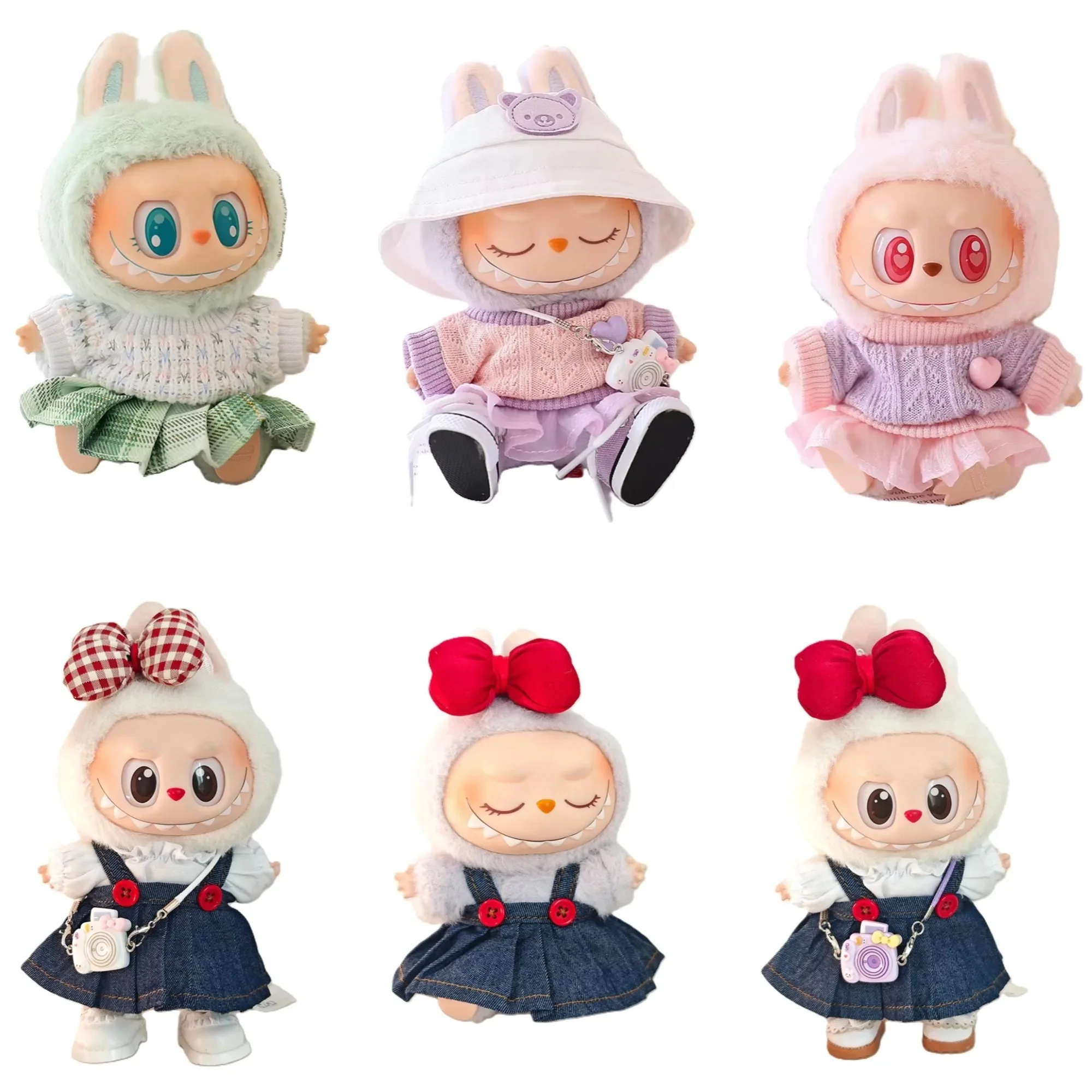 Ropa labubu roupas de boneca acessórios suéter saia de fio roupas de boneca de pelúcia brinquedo de menina