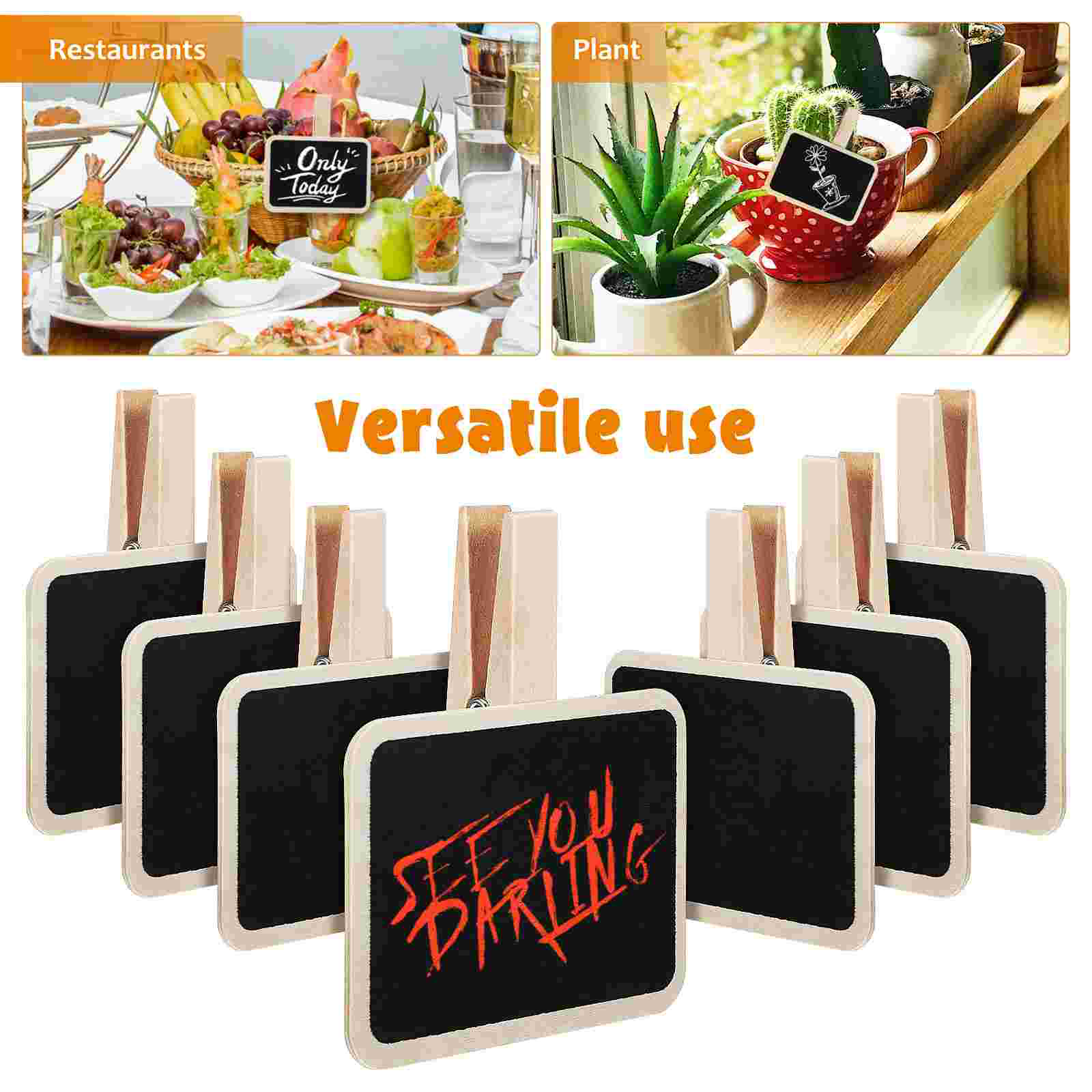20 Pcs Mini Chalkboard Clips Wooden Material Square Blackboard Signs Note Board Food Labels Photo Clip Presentation Supplies