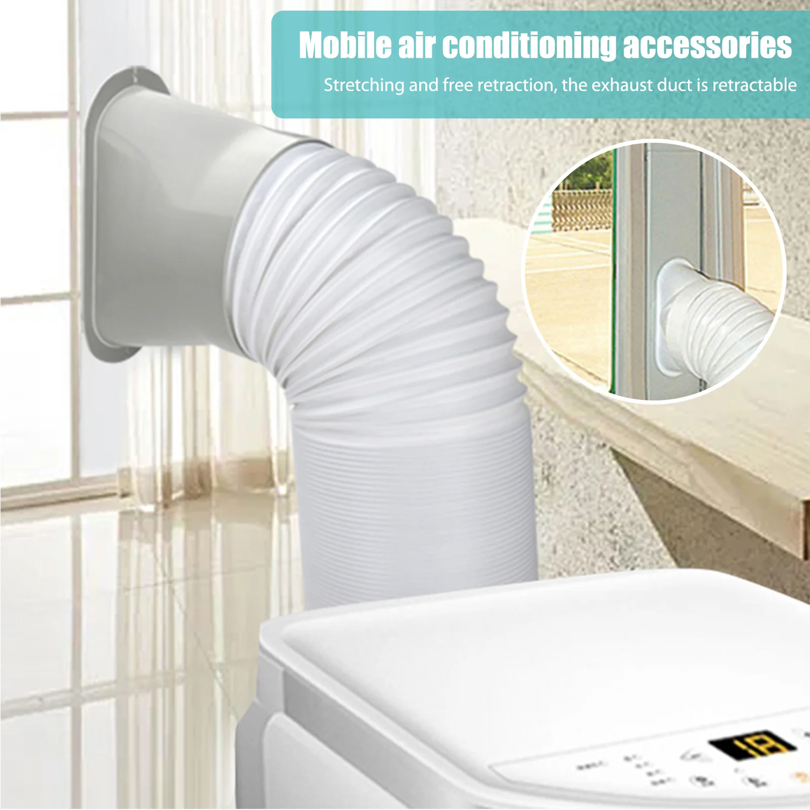 เครื่องปรับอากาศแบบพกพาหน้าต่าง Vent Kit AC ท่อไอเสีย Universal Coupler ปรับหน้าต่างซีล Universal ท่อขยายท่อ